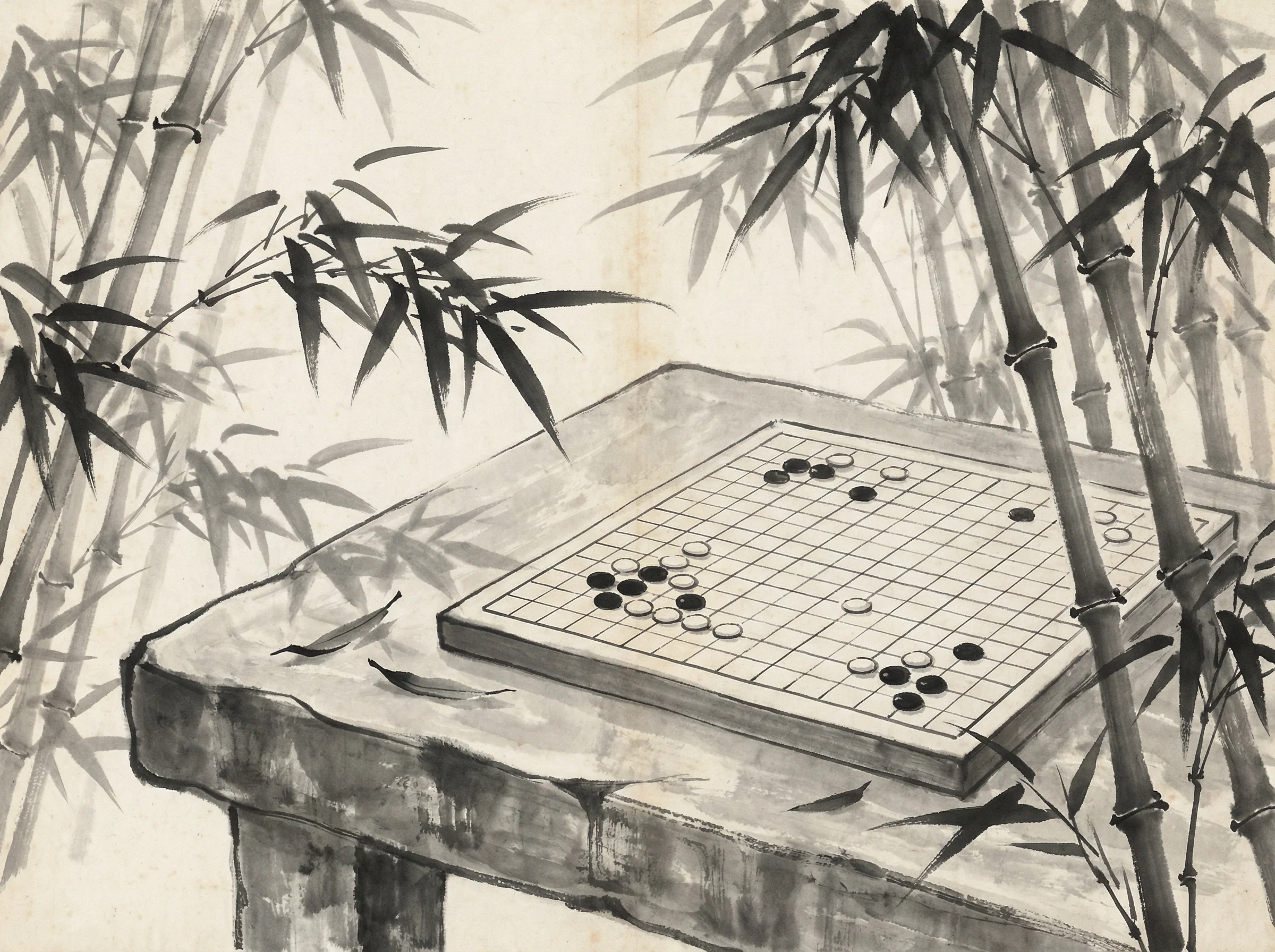 竹林棋盘上的 凤凰棋牌 经典布局